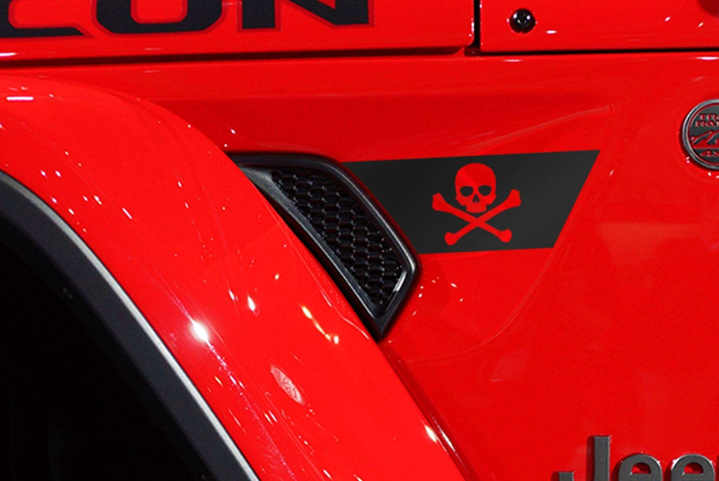 Premium Cast Matte Black Vinyl Jolly Roger Decals for Wrangler JL and Gladiator Fender Ventsx2 - TVD Vinyl Decals