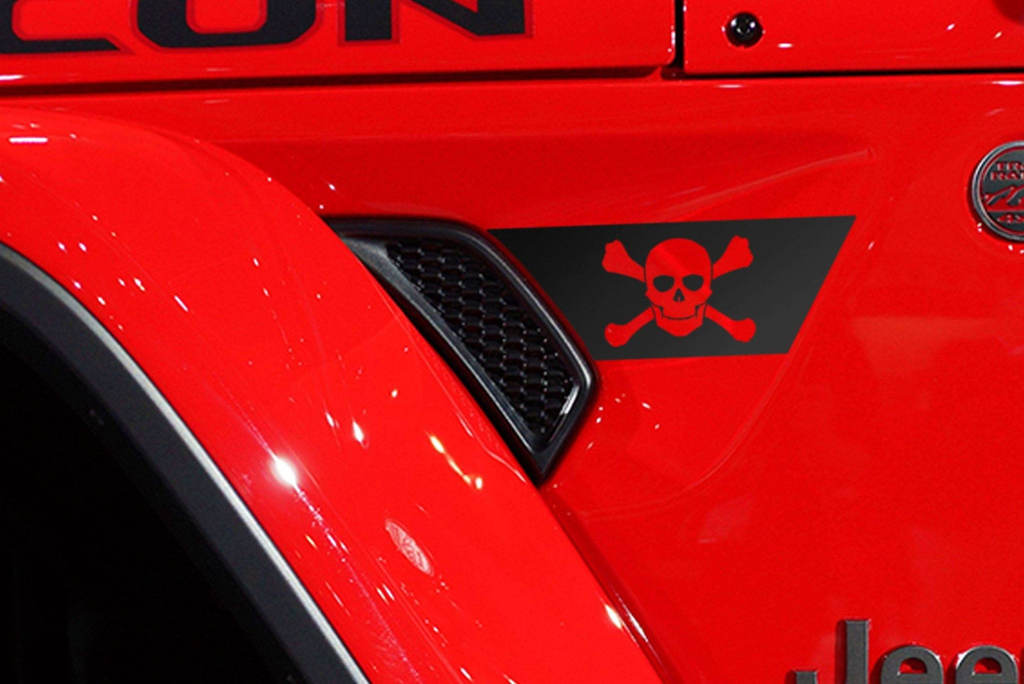Premium Cast Matte Black Vinyl Jolly Roger Decals for Wrangler JL and Gladiator Fender Ventsx2 - TVD Vinyl Decals