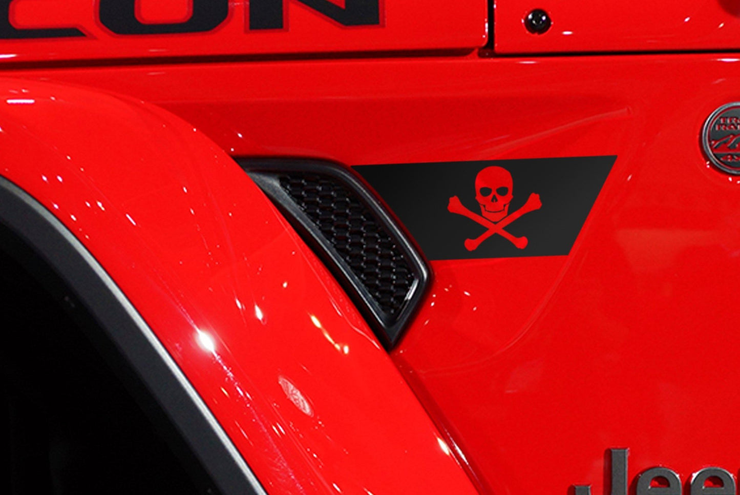 Premium Cast Matte Black Vinyl Jolly Roger Decals for Wrangler JL and Gladiator Fender Ventsx2 - TVD Vinyl Decals