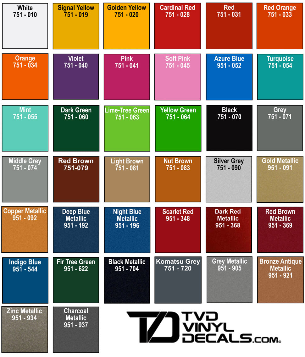 Vinyl Color Chart GreenStar 20 Color 12