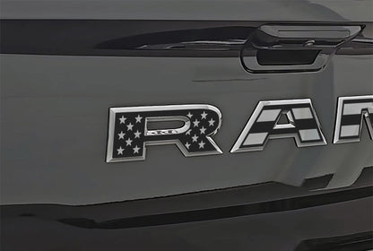 Premium Cast Matte Black Die - Cut Vinyl Flag Decals for 2025 - 2026 RAM Tailgate - TVD Vinyl Decals