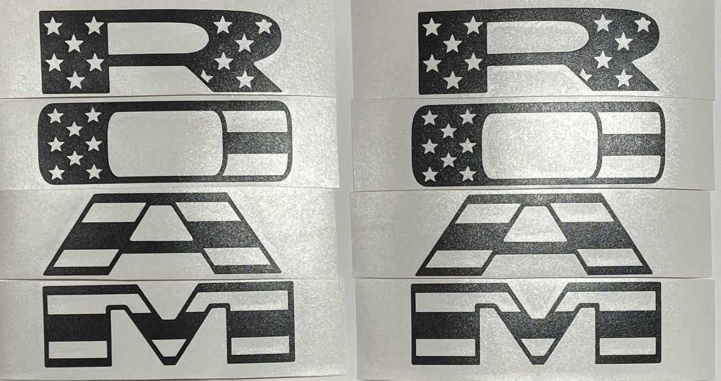 Premium Cast Matte Black Die-Cut Vinyl Flag Decals for 2019-2023 RAM Doors - TVD Vinyl Decals