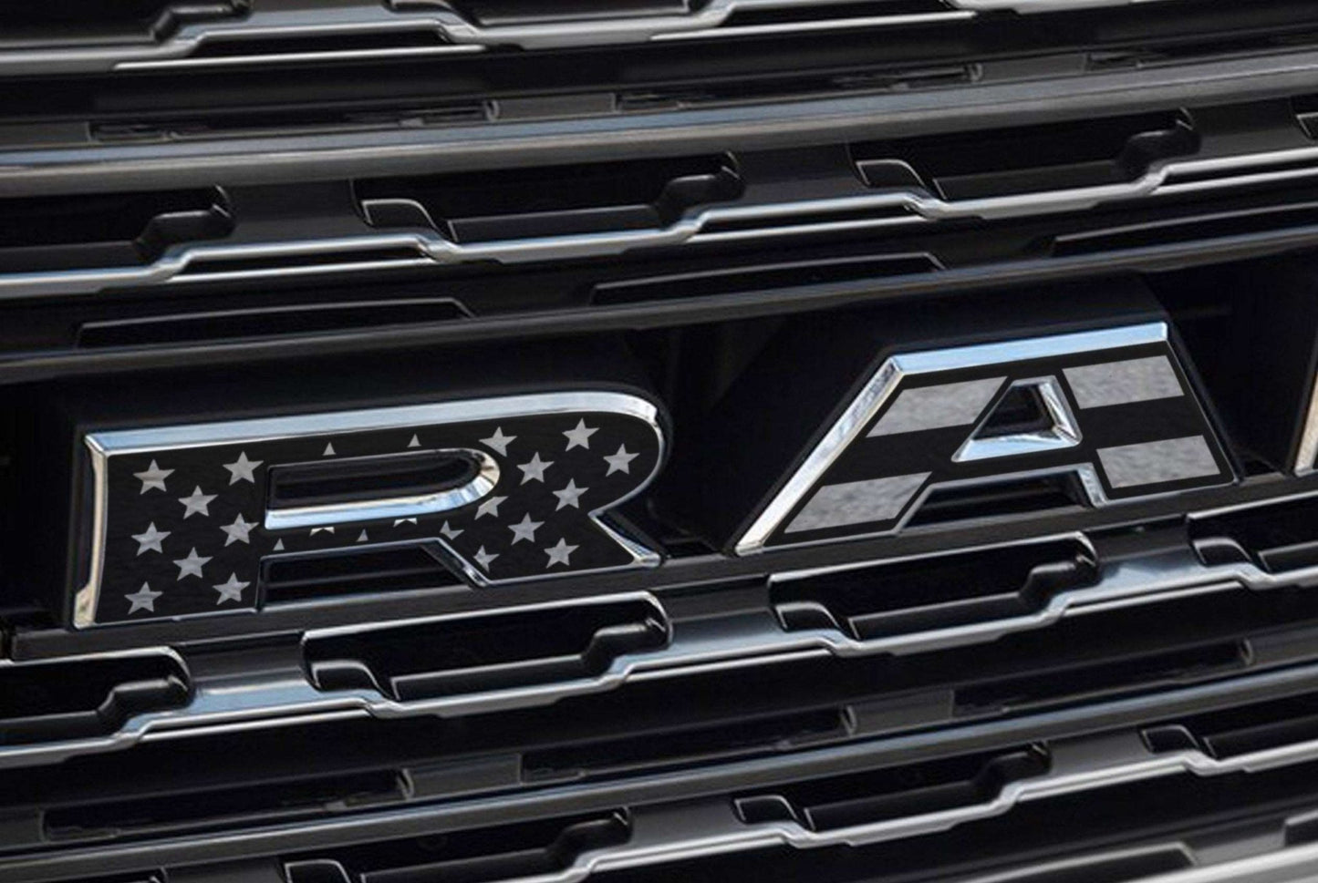 Premium Cast Matte Black Die-Cut Vinyl Flag Decals for 2019-2023 RAM Grille - TVD Vinyl Decals