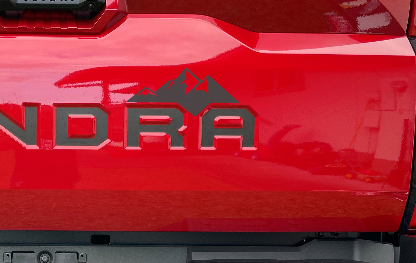 Premium Cast Matte Black Vinyl Mountain Decal for 2014-2023 Tundra Tailgate - TVD Vinyl Decals