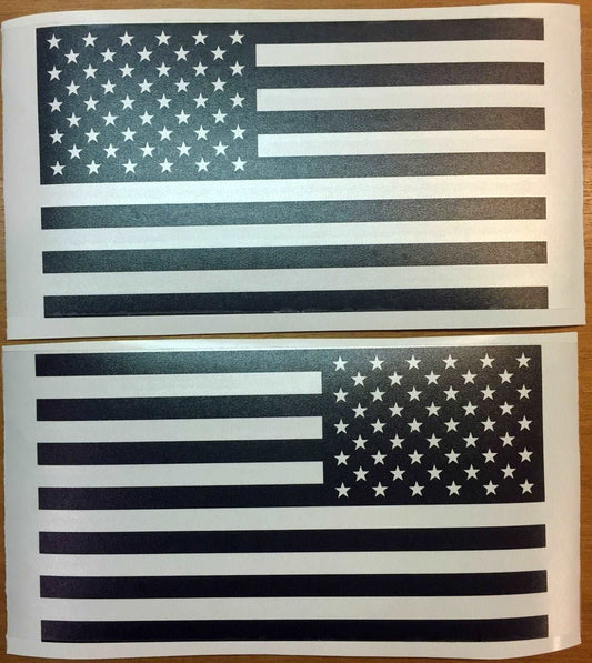 US Flag Decals - Premium Cast Matte Black Vinyl x2 - TVD Vinyl Decals